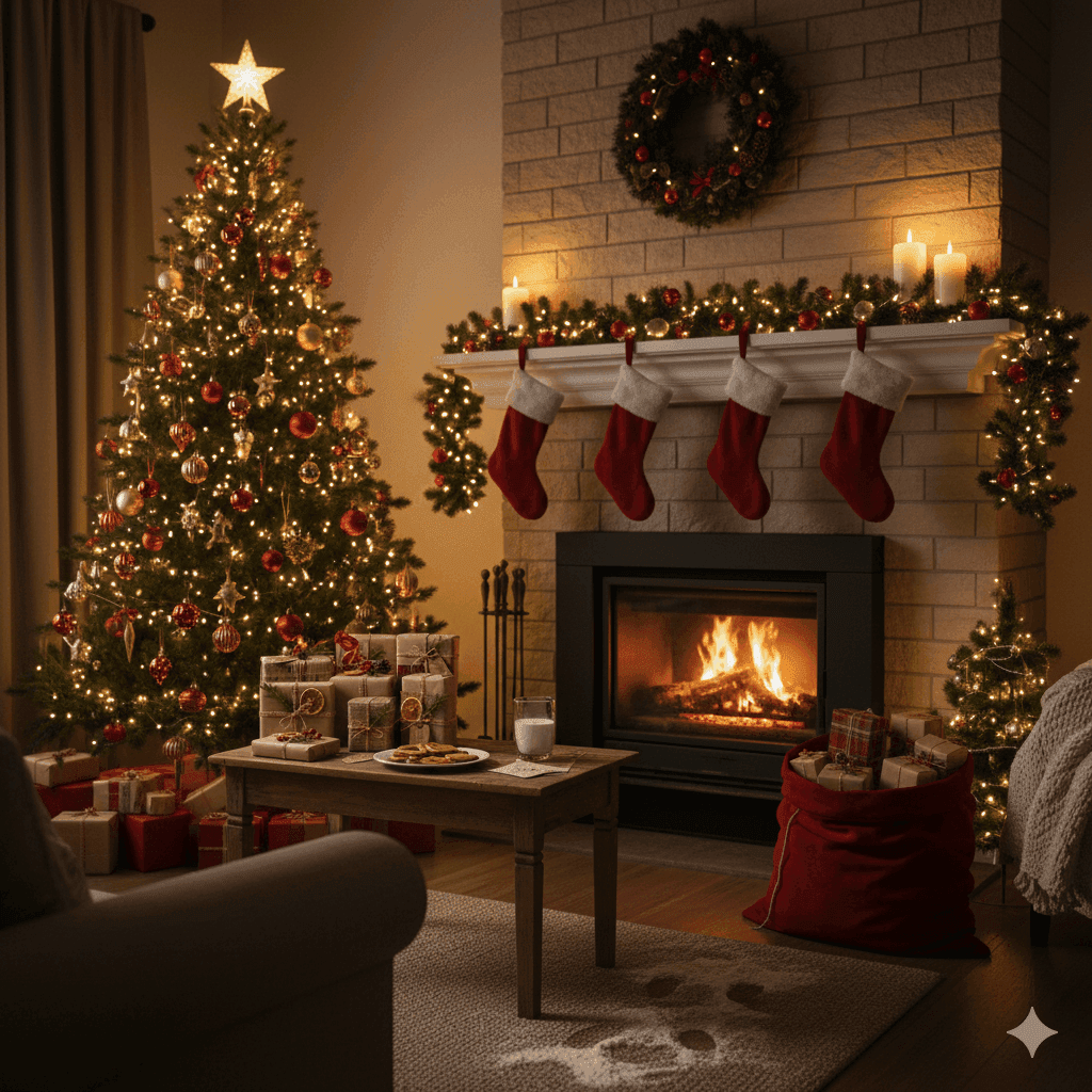 Casa decorada y lista para la visita de Papá Noel