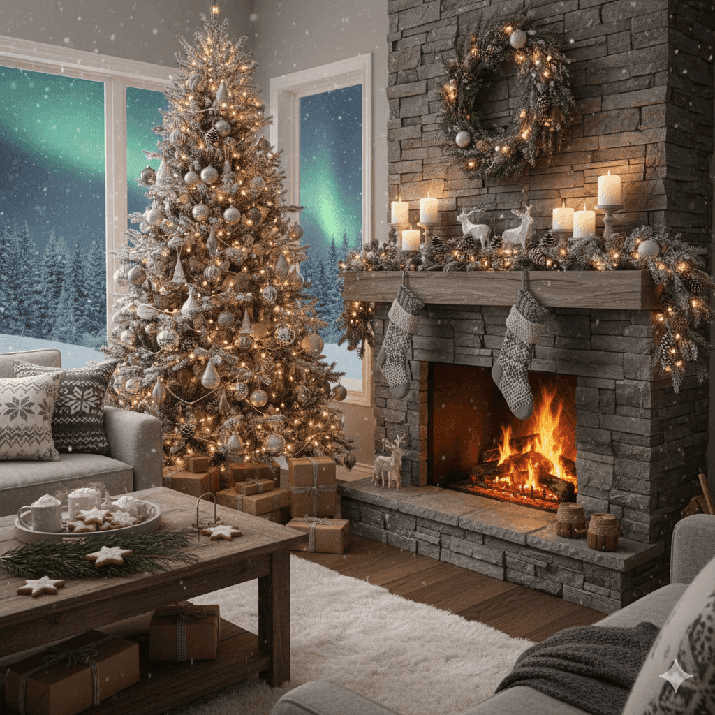 Northern winter inspired Christmas home decoration