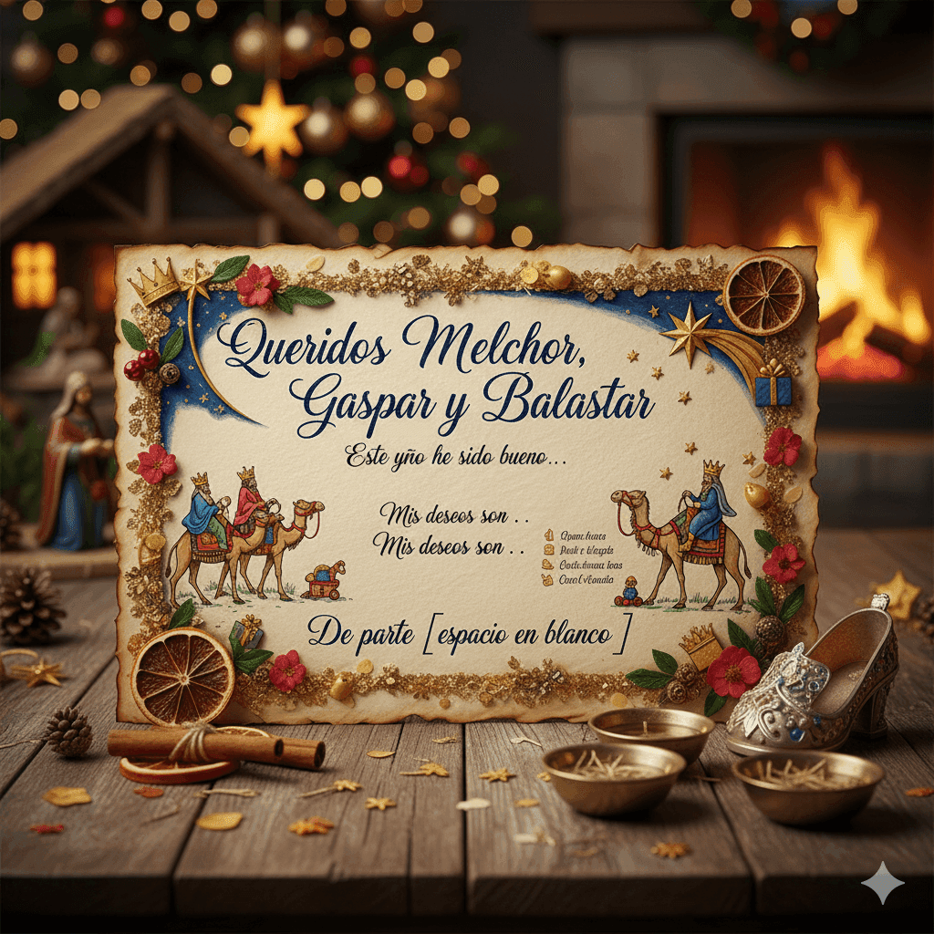 Letter to the Three Wise Men with decorative phrases