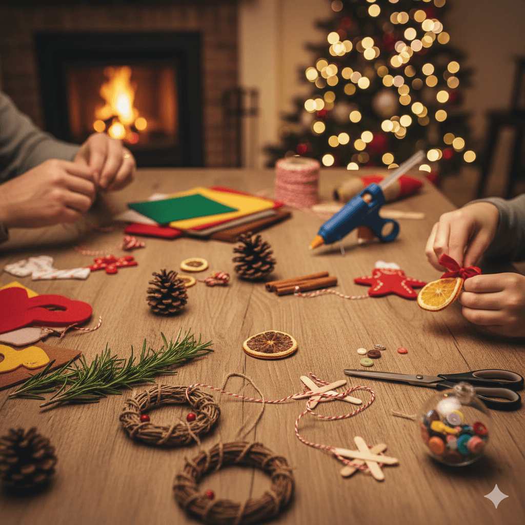 Adornos navideños caseros hechos en casa